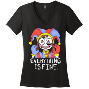 Funny digital circus pomni everything is fine  Women's V-Neck T-Shirt