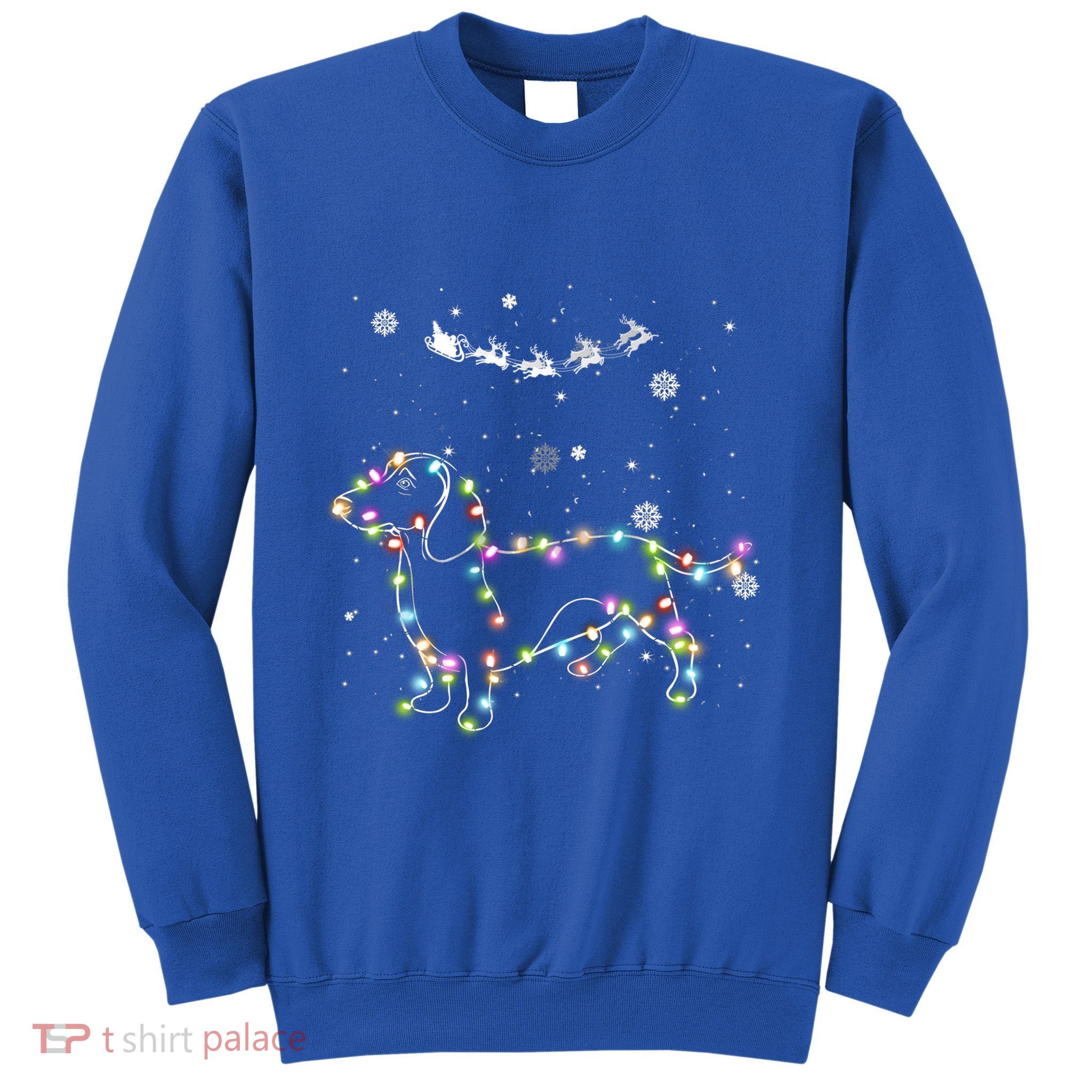 Funny Dachshund Christmas Tree Lights Gift Dog Doxie Lover Gift Sweatshirt