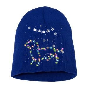 Funny Dachshund Christmas Tree Lights Gift Dog Doxie Lover Gift Short Acrylic Beanie