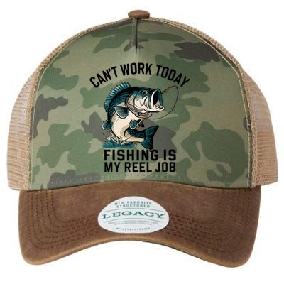 Funny Dad Cant Work Today Fishing Is My Reel Job Legacy Tie Dye Trucker Hat