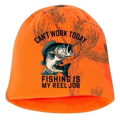 Funny Dad Cant Work Today Fishing Is My Reel Job Kati - Camo Knit Beanie