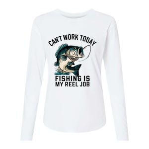 Funny Dad Cant Work Today Fishing Is My Reel Job Womens Cotton Relaxed Long Sleeve T-Shirt