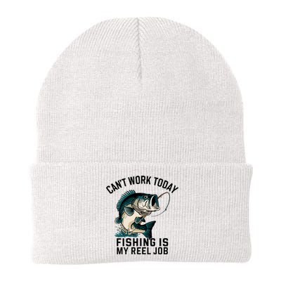 Funny Dad Cant Work Today Fishing Is My Reel Job Knit Cap Winter Beanie