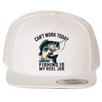 Funny Dad Cant Work Today Fishing Is My Reel Job Wool Snapback Cap