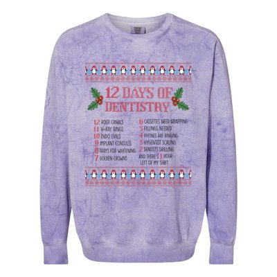 Funny Dentist Christmas Ugly Sweater 12 Days Of Dentistry Gift Colorblast Crewneck Sweatshirt