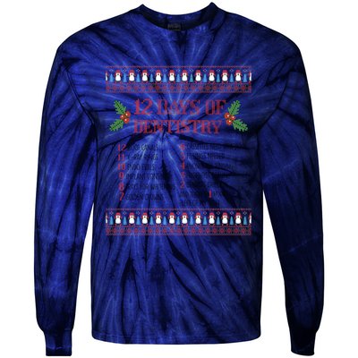 Funny Dentist Christmas Ugly Sweater 12 Days Of Dentistry Gift Tie-Dye Long Sleeve Shirt