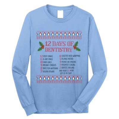 Funny Dentist Christmas Ugly Sweater 12 Days Of Dentistry Gift Long Sleeve Shirt