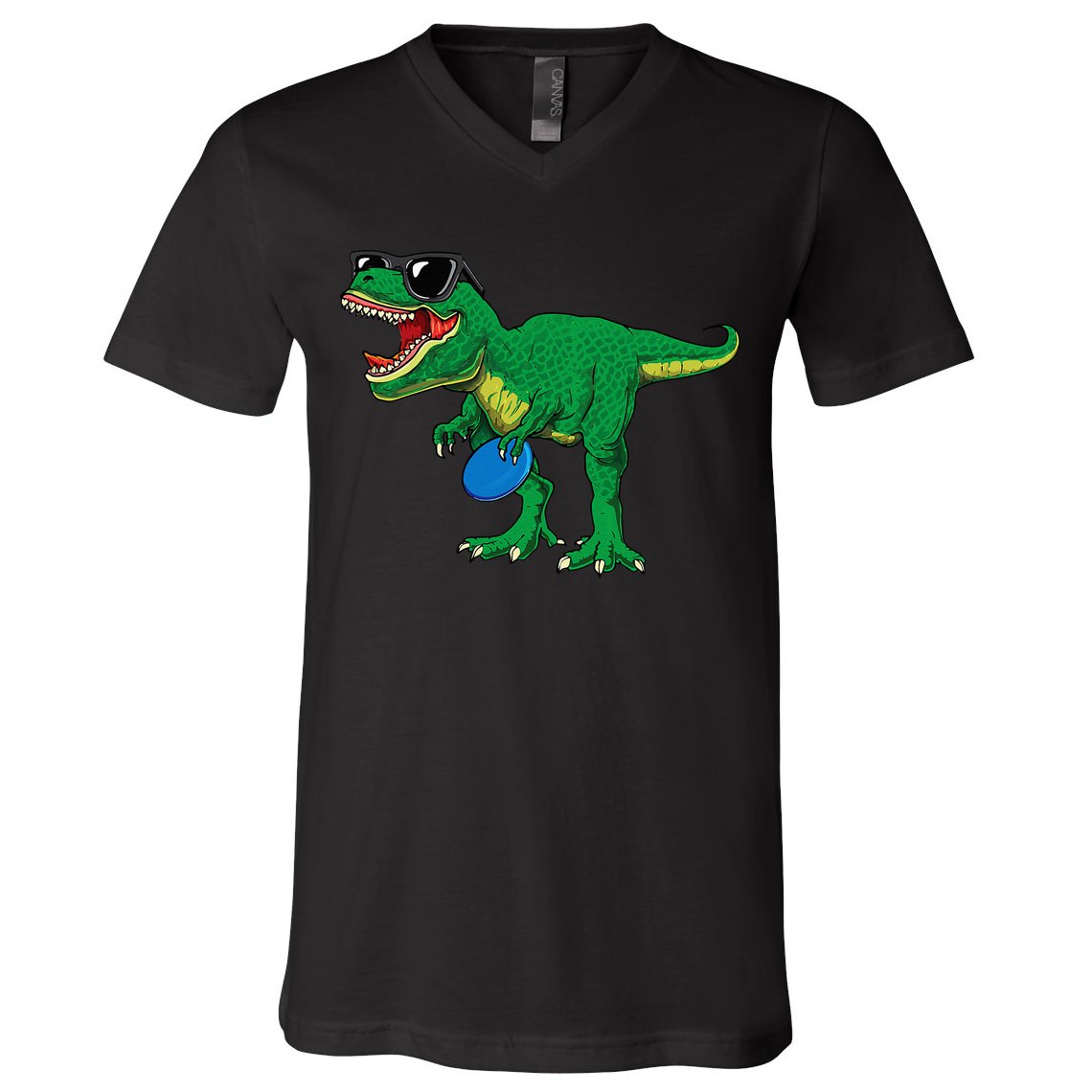 Frisbees Dino Cute T Rex Dinosaur Disc Golf Gift V-Neck T-Shirt
