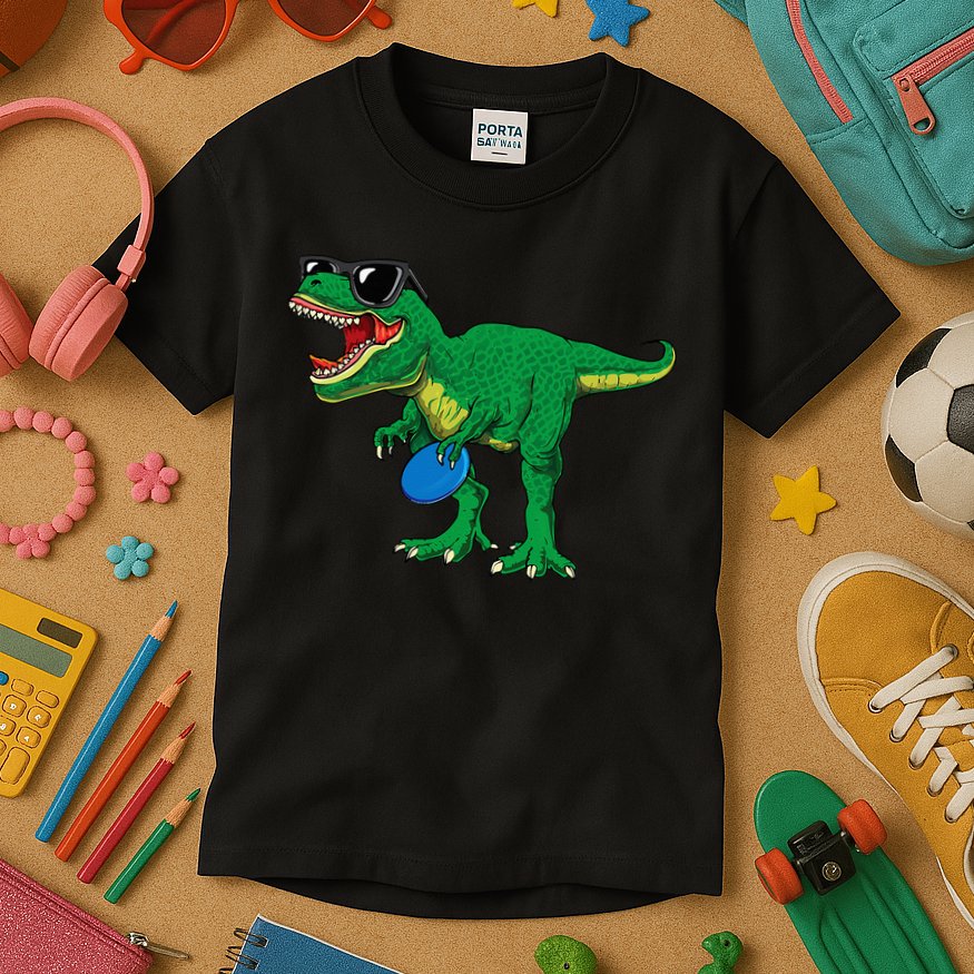 Frisbees Dino Cute T Rex Dinosaur Disc Golf Gift Kids T-Shirt