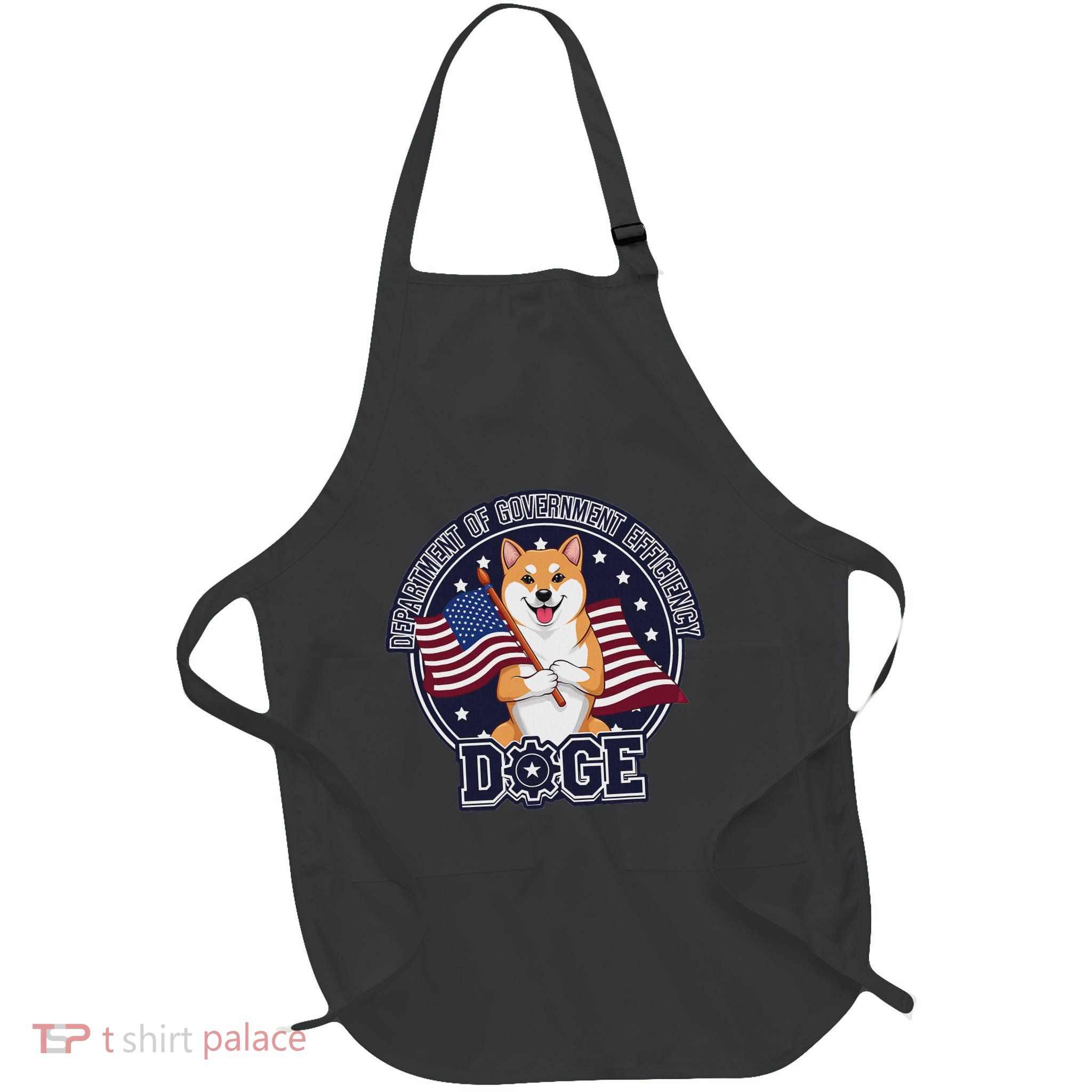 Funny Doge Crypto Meme Department Of Government Efficiency Full-Length Apron With Pockets