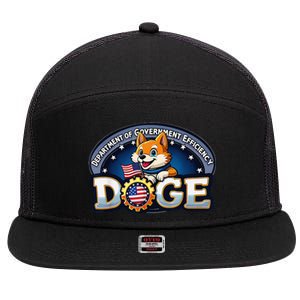 Funny Doge Crypto Meme Department Of Government Efficiency 7 Panel Mesh Trucker Snapback Hat