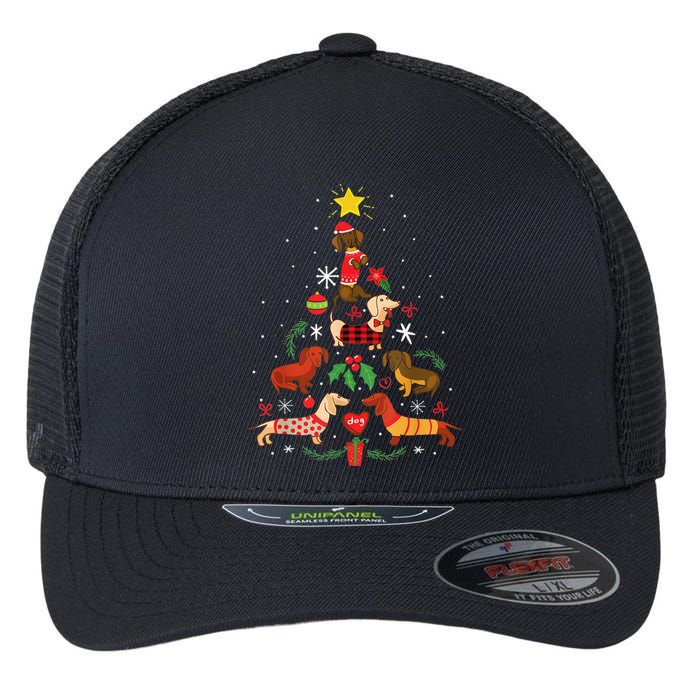 Funny Dachshund Christmas Tree Decor Gift Flexfit Unipanel Trucker Cap