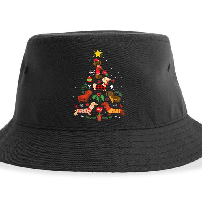 Funny Dachshund Christmas Tree Decor Gift Sustainable Bucket Hat