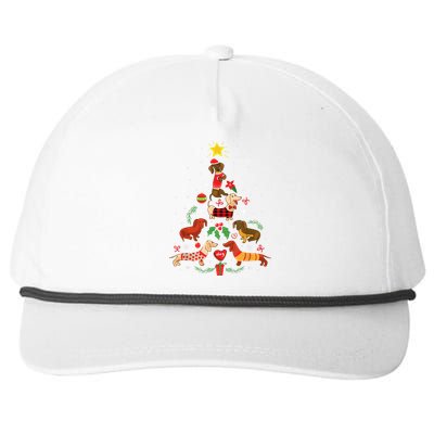 Funny Dachshund Christmas Tree Decor Gift Snapback Five-Panel Rope Hat