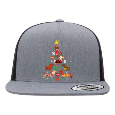 Funny Dachshund Christmas Tree Decor Gift Flat Bill Trucker Hat