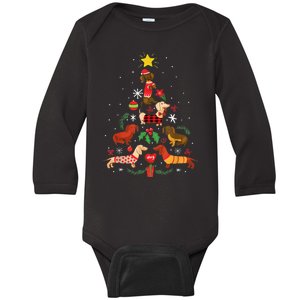 Funny Dachshund Christmas Tree Decor Gift Baby Long Sleeve Bodysuit