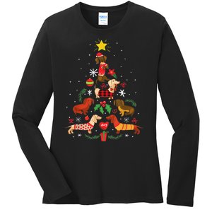 Funny Dachshund Christmas Tree Decor Gift Ladies Long Sleeve Shirt