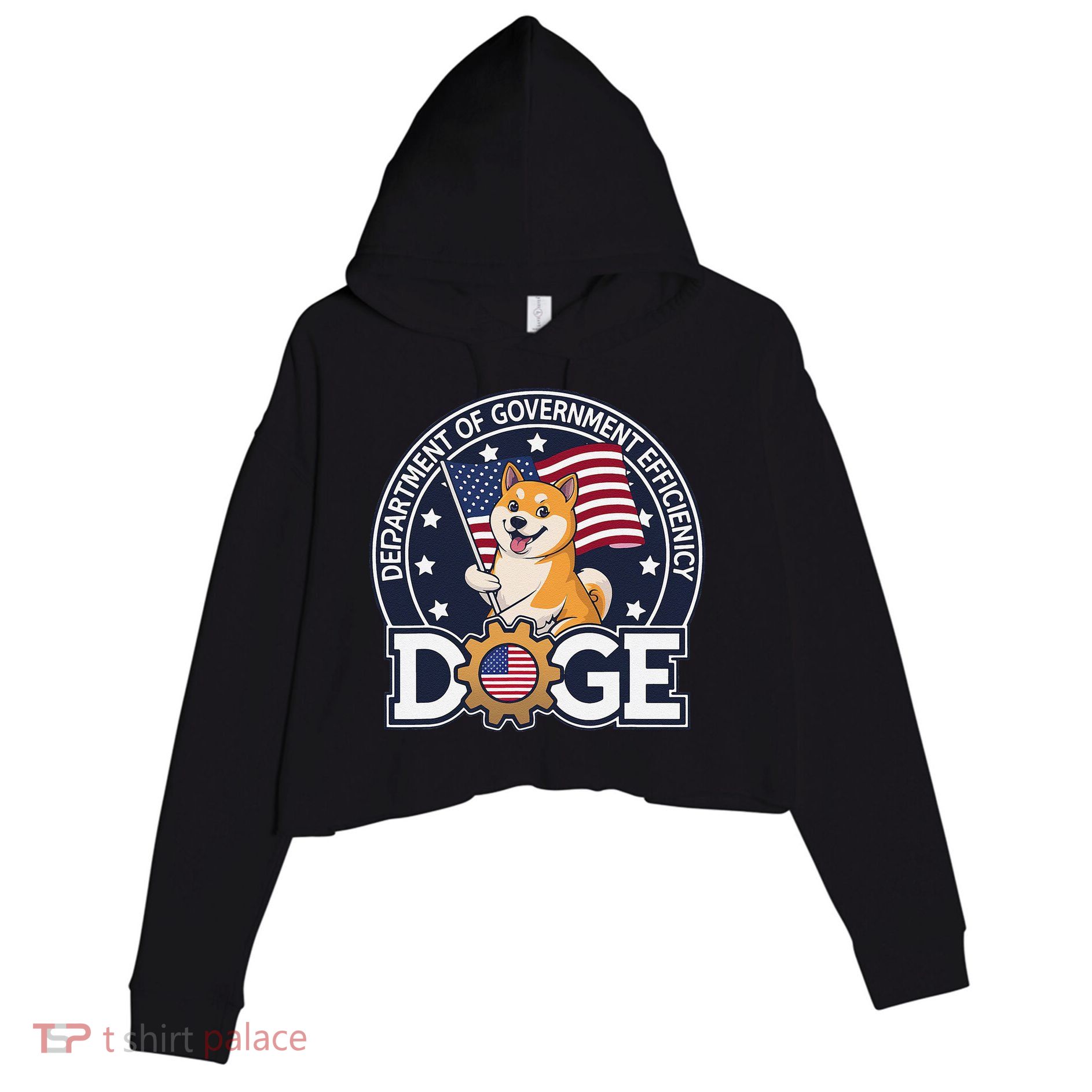 Funny Doge Crypto Meme Department Of Government Efficiency Crop Fleece Hoodie