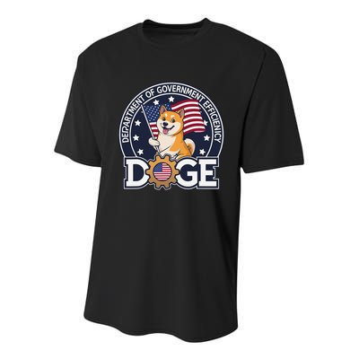Funny Doge Crypto Meme Department Of Government Efficiency Youth Performance Sprint T-Shirt