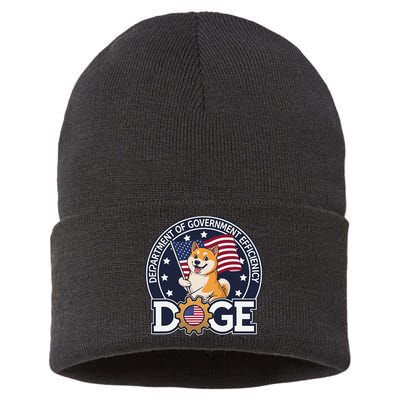 Funny Doge Crypto Meme Department Of Government Efficiency Sustainable Knit Beanie
