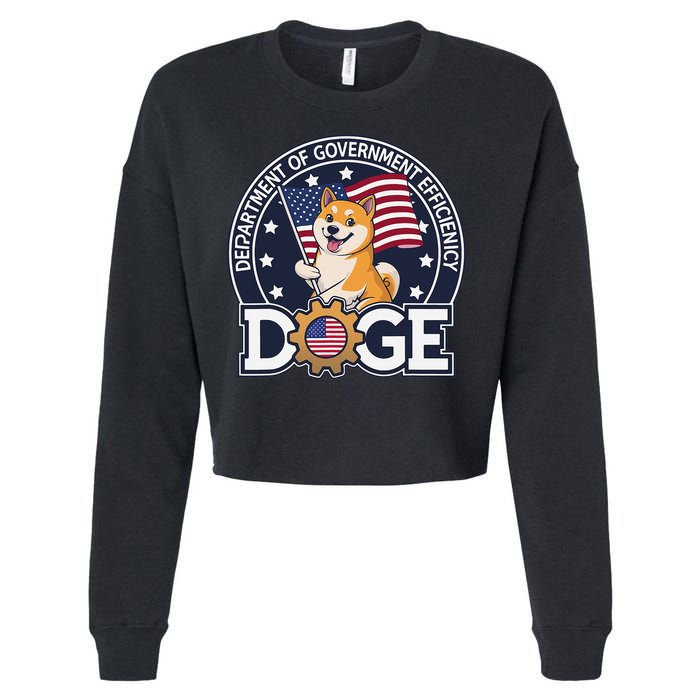 Funny Doge Crypto Meme Department Of Government Efficiency Cropped Pullover Crew