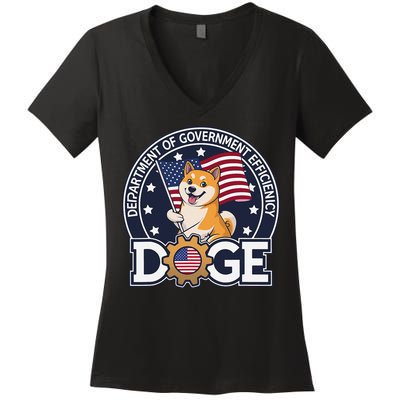 Funny Doge Crypto Meme Department Of Government Efficiency Women's V-Neck T-Shirt
