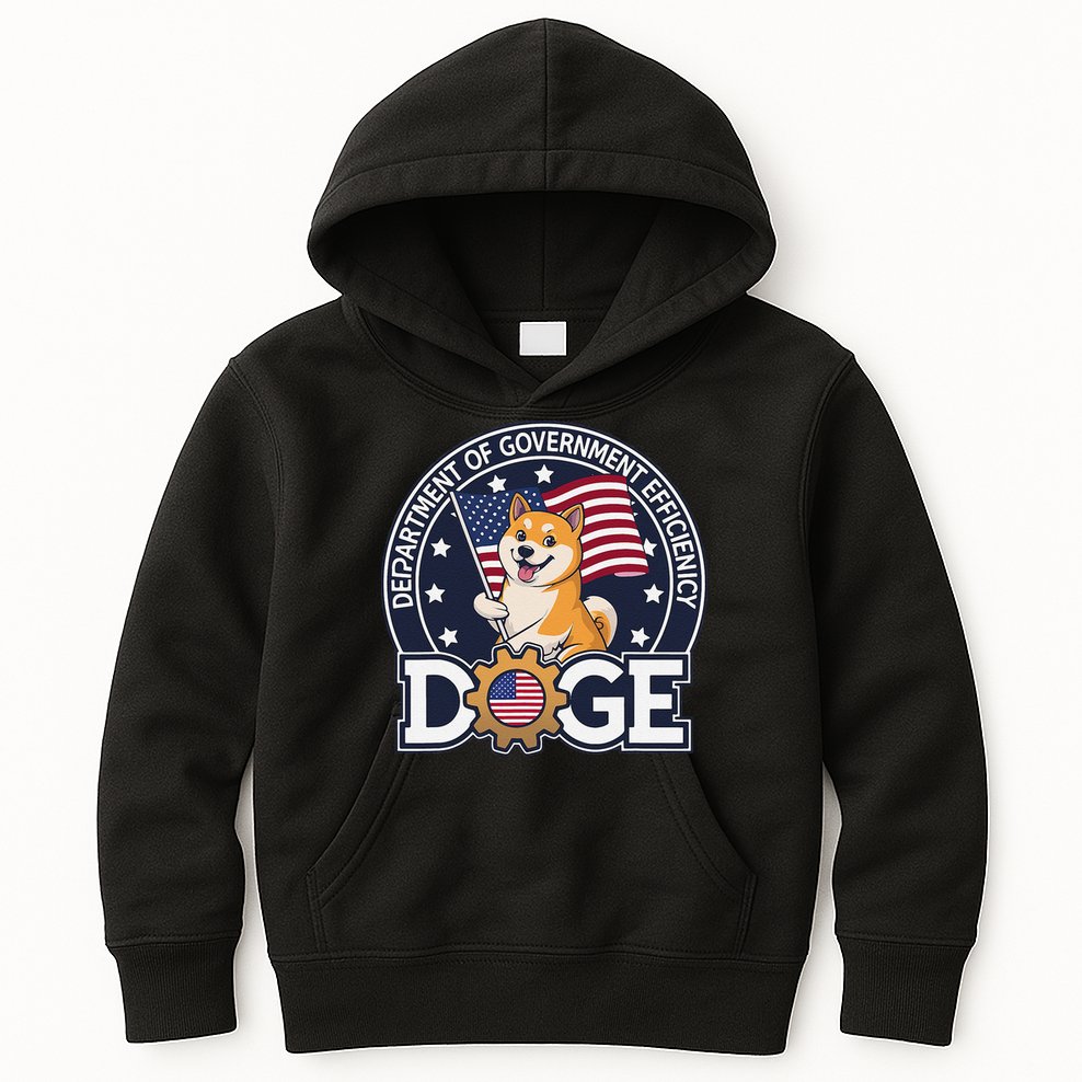 Funny Doge Crypto Meme Department Of Government Efficiency Kids Hoodie