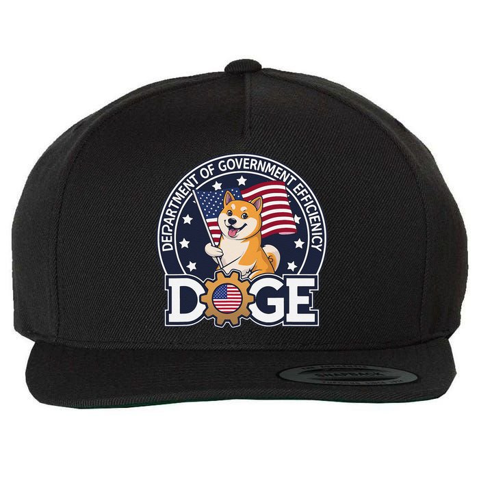 Funny Doge Crypto Meme Department Of Government Efficiency Wool Snapback Cap