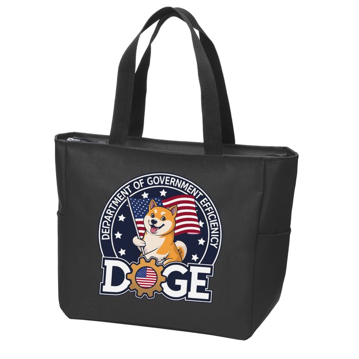 Funny Doge Crypto Meme Department Of Government Efficiency Zip Tote Bag