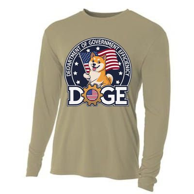 Funny Doge Crypto Meme Department Of Government Efficiency Cooling Performance Long Sleeve Crew