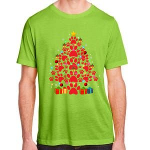 Funny Dog Cat Paw Christmas Tree Lover Merry Xmas Pajamas Gift Adult ChromaSoft Performance T-Shirt