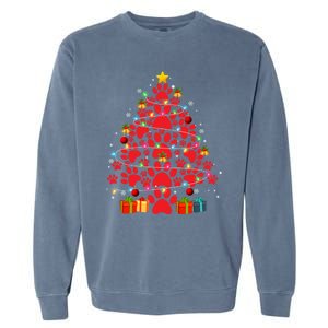 Funny Dog Cat Paw Christmas Tree Lover Merry Xmas Pajamas Gift Garment-Dyed Sweatshirt