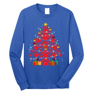 Funny Dog Cat Paw Christmas Tree Lover Merry Xmas Pajamas Gift Long Sleeve Shirt