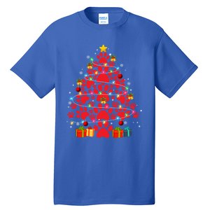 Funny Dog Cat Paw Christmas Tree Lover Merry Xmas Pajamas Gift Tall T-Shirt