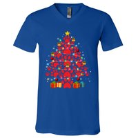 Funny Dog Cat Paw Christmas Tree Lover Merry Xmas Pajamas Gift V-Neck T-Shirt