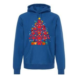 Funny Dog Cat Paw Christmas Tree Lover Merry Xmas Pajamas Gift Premium Hoodie