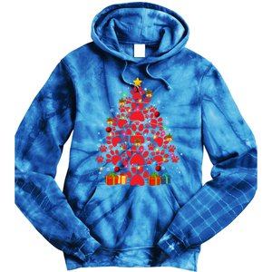 Funny Dog Cat Paw Christmas Tree Lover Merry Xmas Pajamas Gift Tie Dye Hoodie