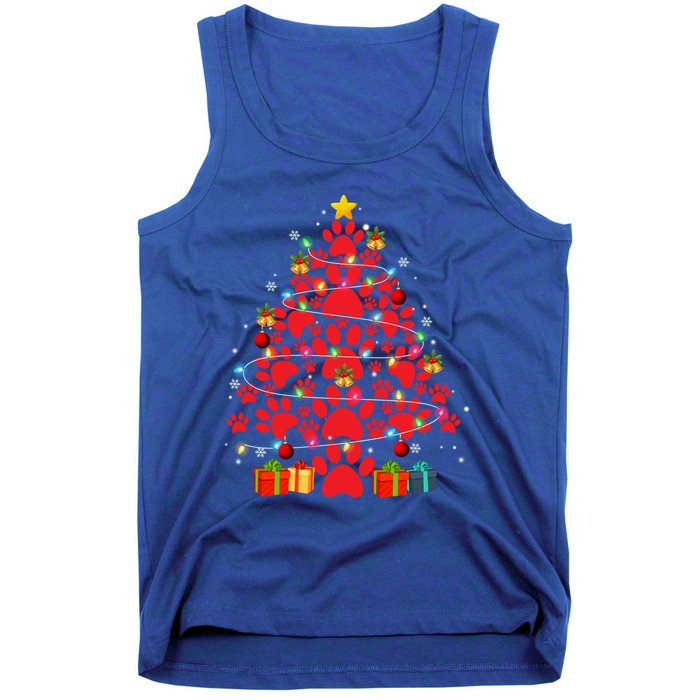 Funny Dog Cat Paw Christmas Tree Lover Merry Xmas Pajamas Gift Tank Top