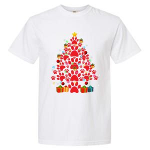 Funny Dog Cat Paw Christmas Tree Lover Merry Xmas Pajamas Gift Garment-Dyed Heavyweight T-Shirt