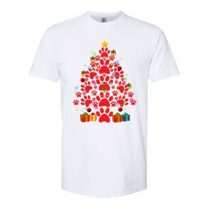 Funny Dog Cat Paw Christmas Tree Lover Merry Xmas Pajamas Gift Softstyle CVC T-Shirt