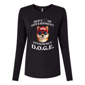 Funny Doge Crypto Meme Department Of Government Efficiency Womens Cotton Relaxed Long Sleeve T-Shirt