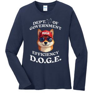 Funny Doge Crypto Meme Department Of Government Efficiency Ladies Long Sleeve Shirt