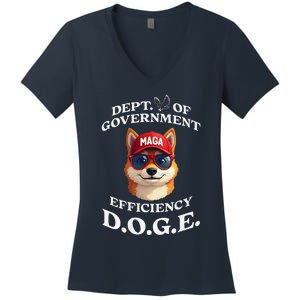 Funny Doge Crypto Meme Department Of Government Efficiency Women's V-Neck T-Shirt