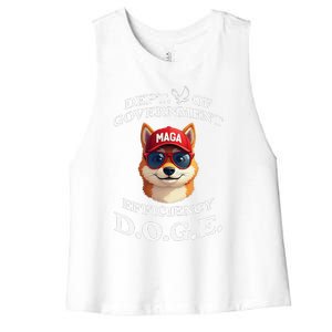 Funny Doge Crypto Meme Department Of Government Efficiency Women's Racerback Cropped Tank