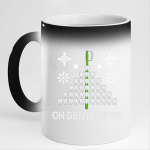 Funny Dentist Christmas Tree Dentistree Tooth Hygienist Gift 11oz Black Color Changing Mug