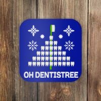 Funny Dentist Christmas Tree Dentistree Tooth Hygienist Gift Coaster