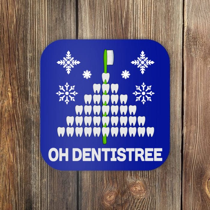 Funny Dentist Christmas Tree Dentistree Tooth Hygienist Gift Coaster