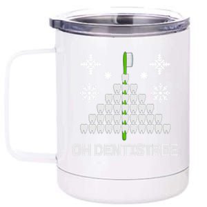 Funny Dentist Christmas Tree Dentistree Tooth Hygienist Gift 12 oz Stainless Steel Tumbler Cup