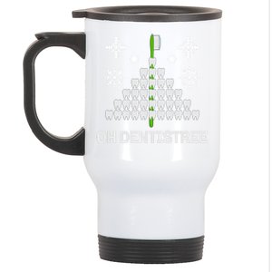 Funny Dentist Christmas Tree Dentistree Tooth Hygienist Gift Stainless Steel Travel Mug