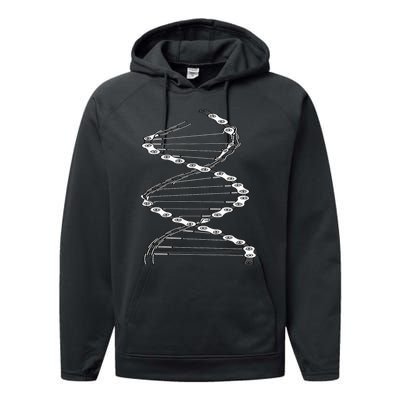 Funny DNA Cycling Bicycle Chain Mountain Bike Lovers Outfit Performance Fleece Hoodie